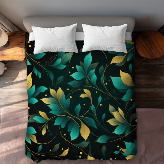 Twirling Twigs Gold Duvet Cover | Elegant Home Decor Accent
