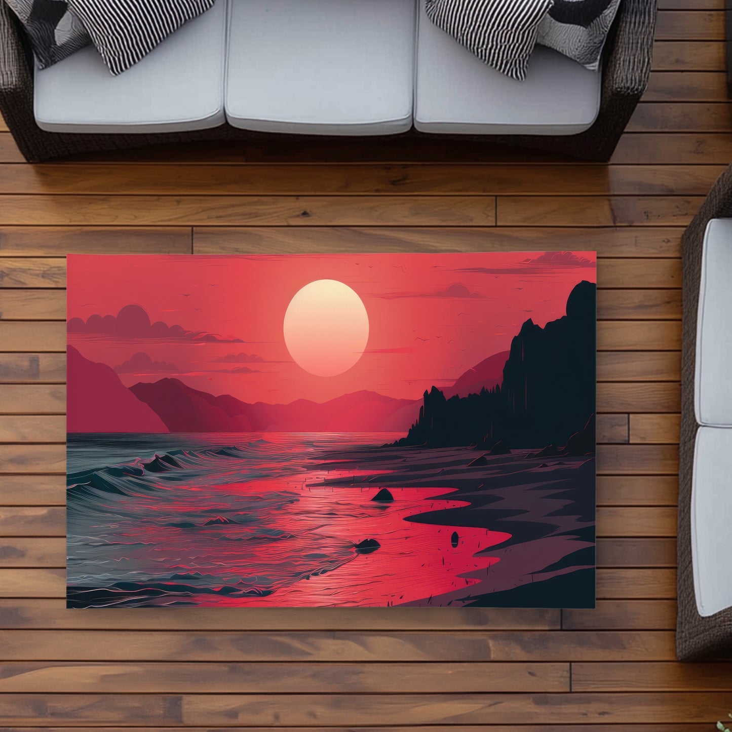 Red sky Outdoor Area Rug - Stylish Red Home Decor Accent