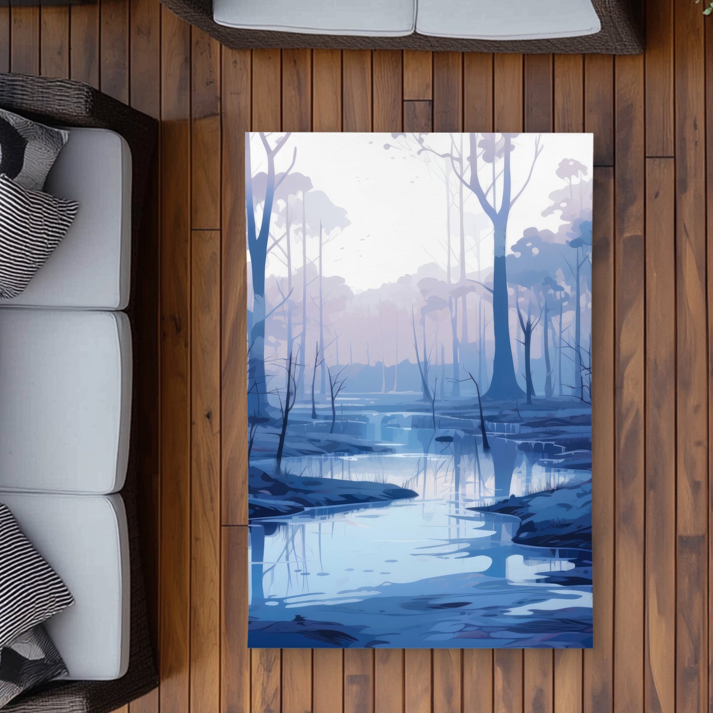 Cold and Muddy Blue Outdoor Area Rug for Home Decor