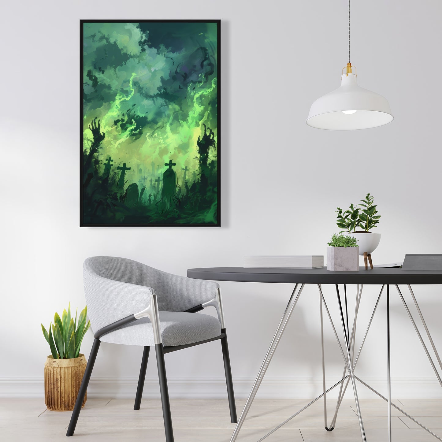 Reaching Hell - Turquoise Framed Canvas | Home Decor Art