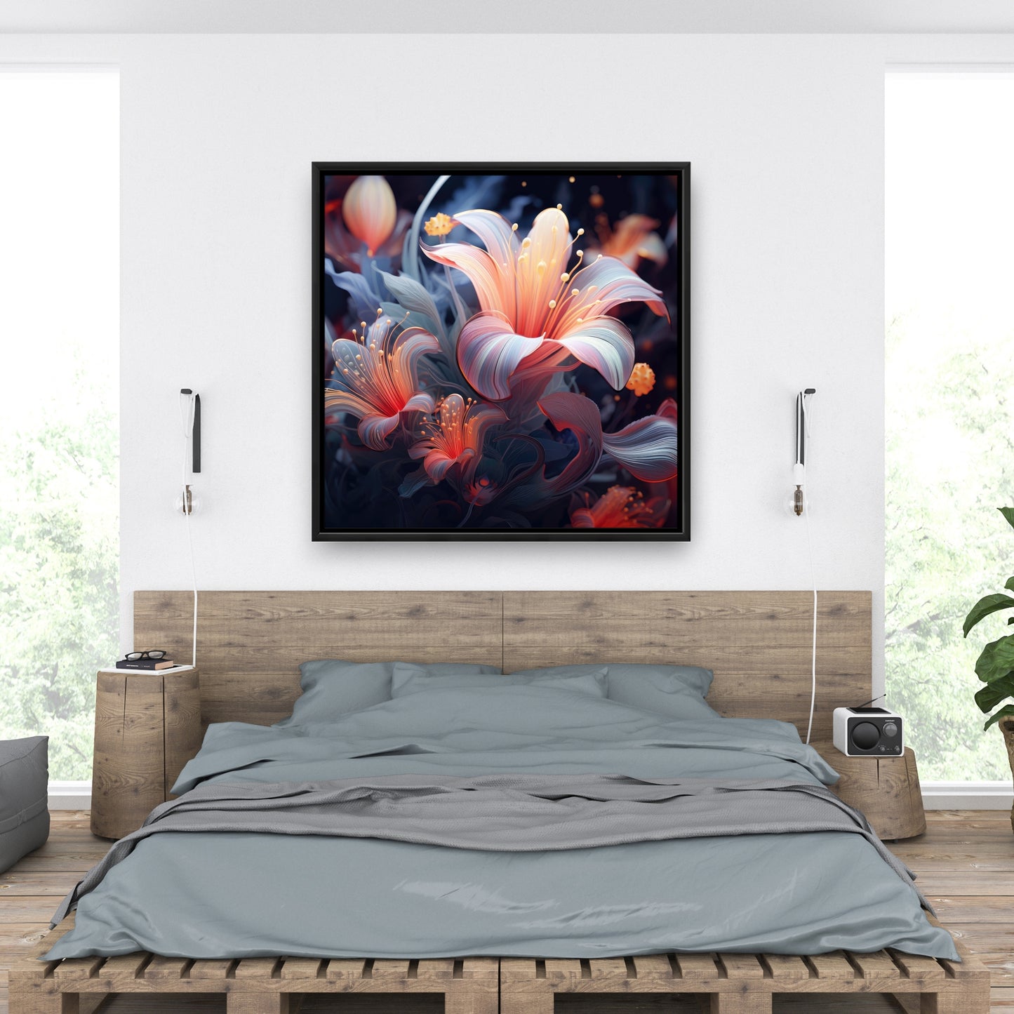 Astral bloom - Framed Canvas - Print on demand