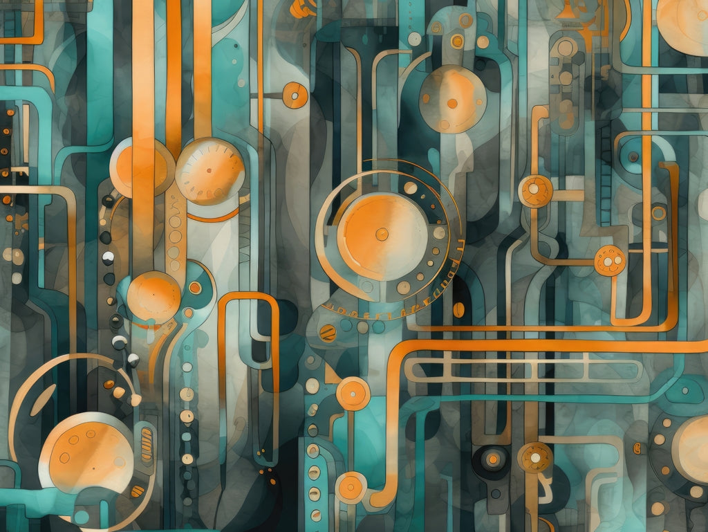 Astrological machinery - Framed Canvas - Print on demand