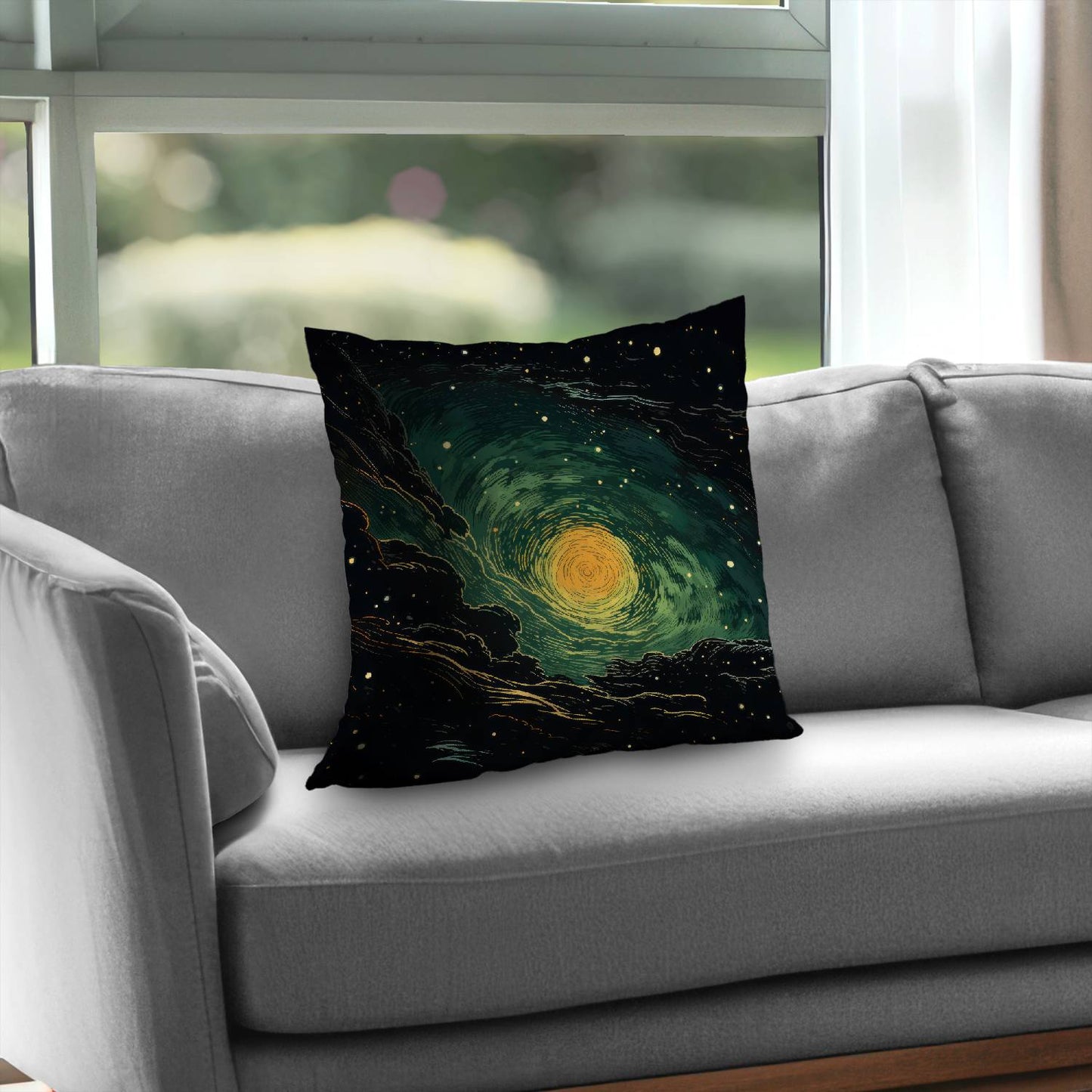 Turmoil in Space Black Poly Twill Throw Pillow | Home Decor
