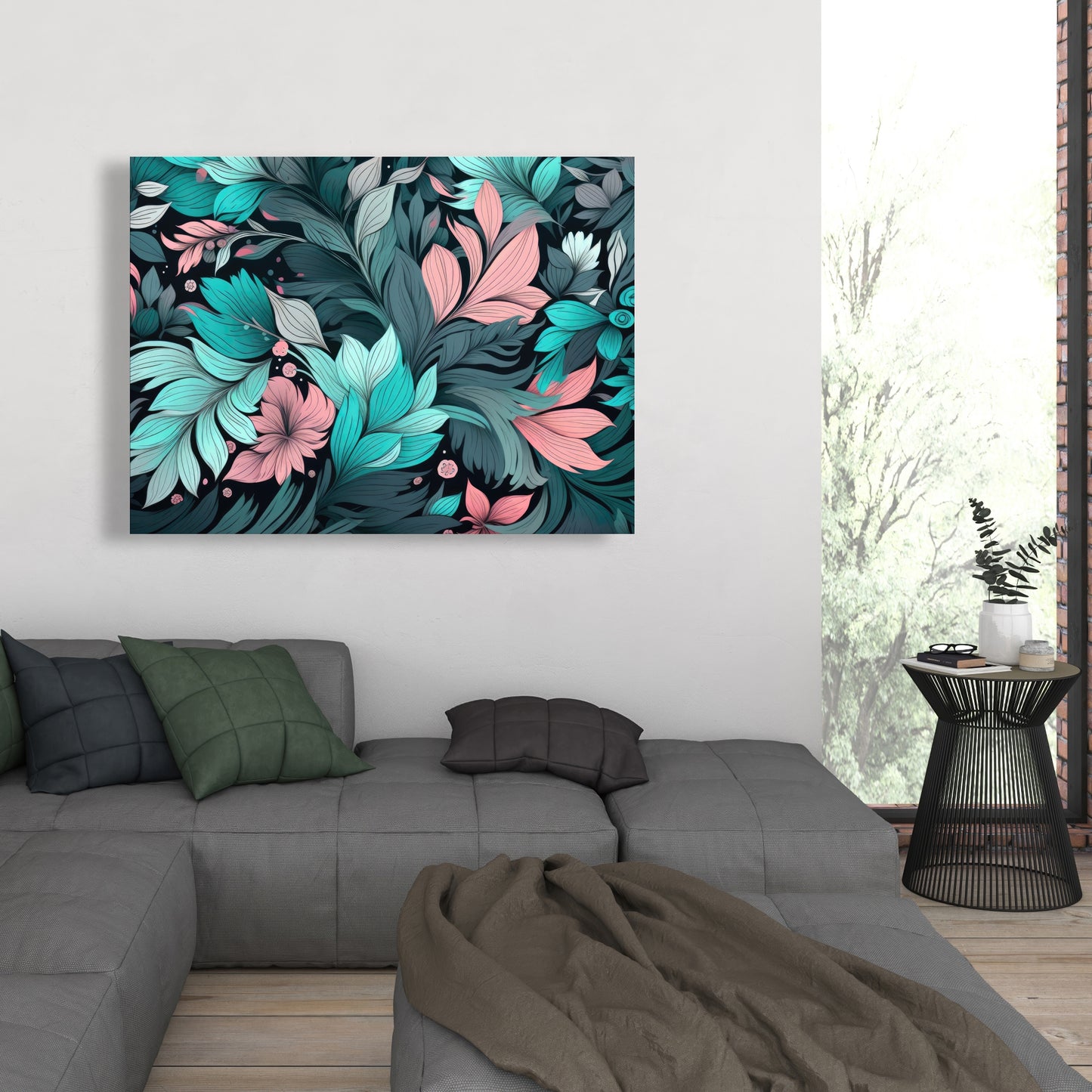 Neon leaves - 32"x32" Canvas