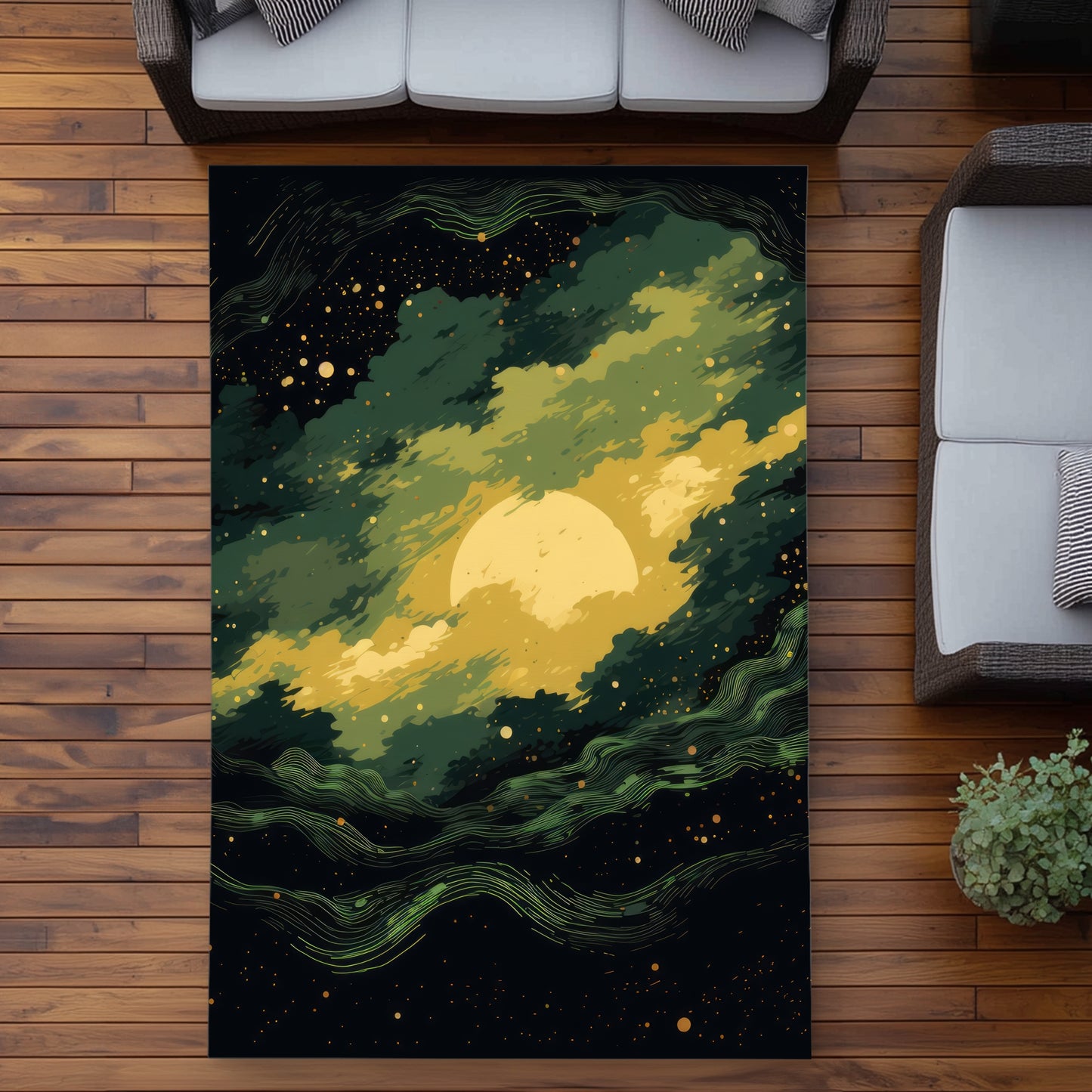 Cloudy Star Black Outdoor Area Rug | Stylish Home Decor
