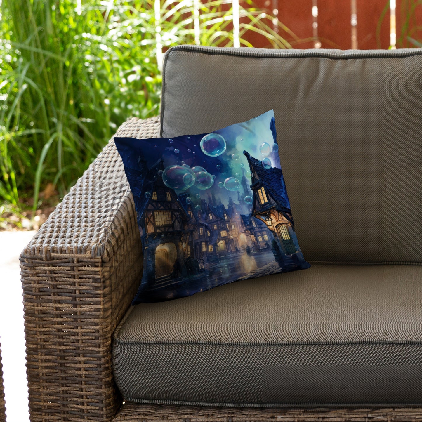 Floating through Beige Poly Twill Throw Pillow - Home Decor