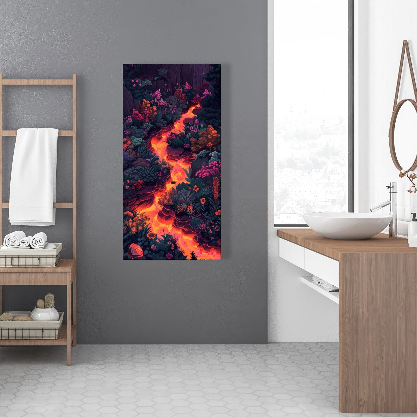 Flowing magma - Black canvas home decor art piece