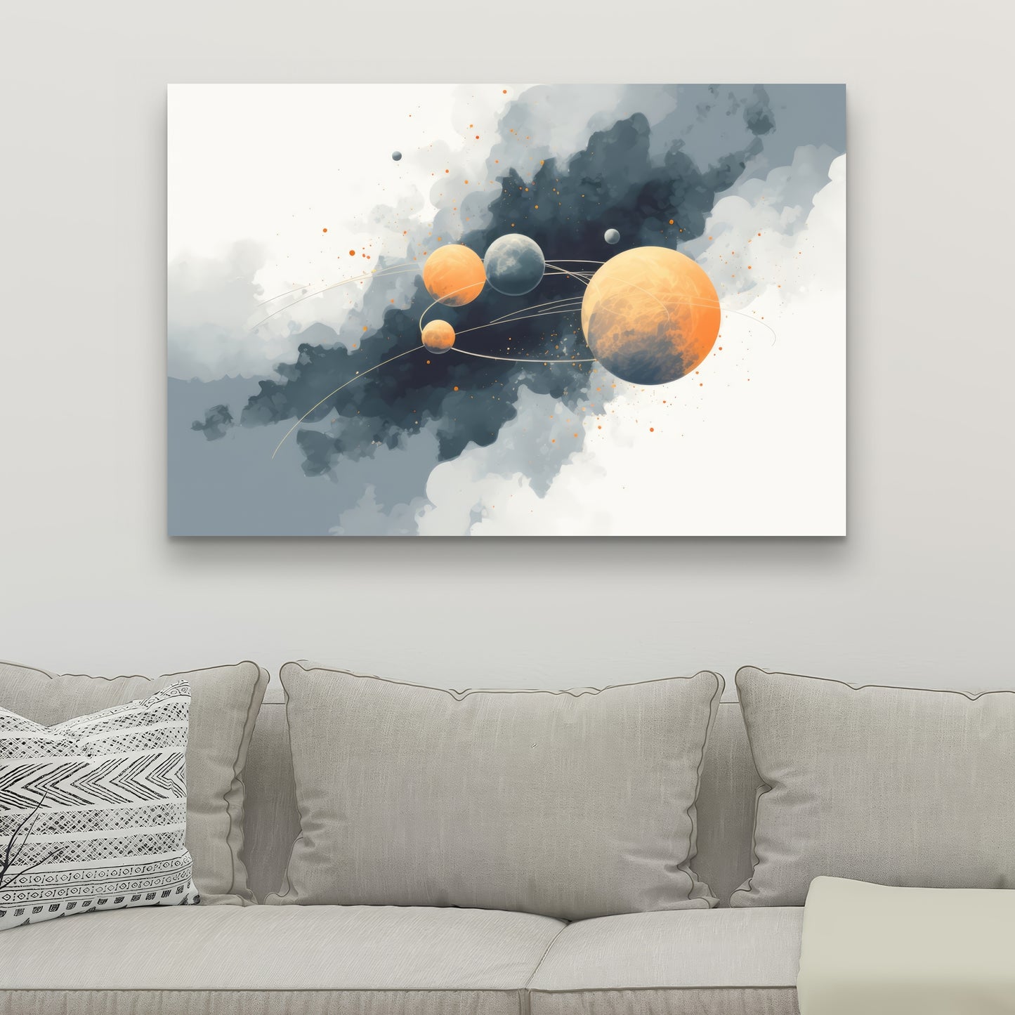 Circle of Planets - White Canvas Home Decor Wall Art