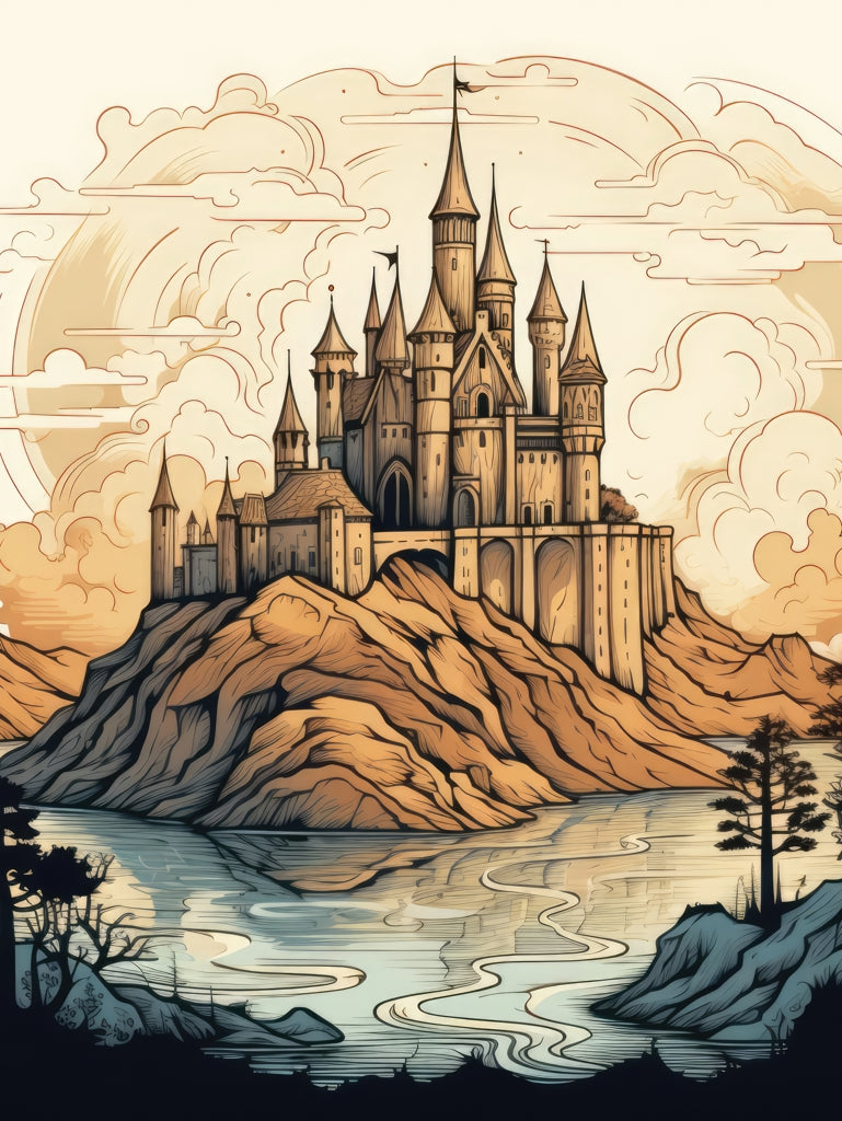 Legendary castle - 36"x48" Framed canvas