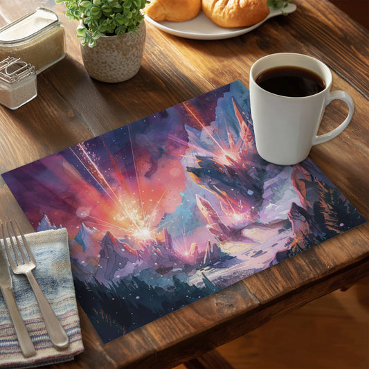 Beaming Signal Red Polyester Placemat | Stylish Home Decor