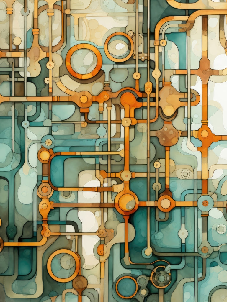 Turns and bends - Framed Canvas - Print on demand