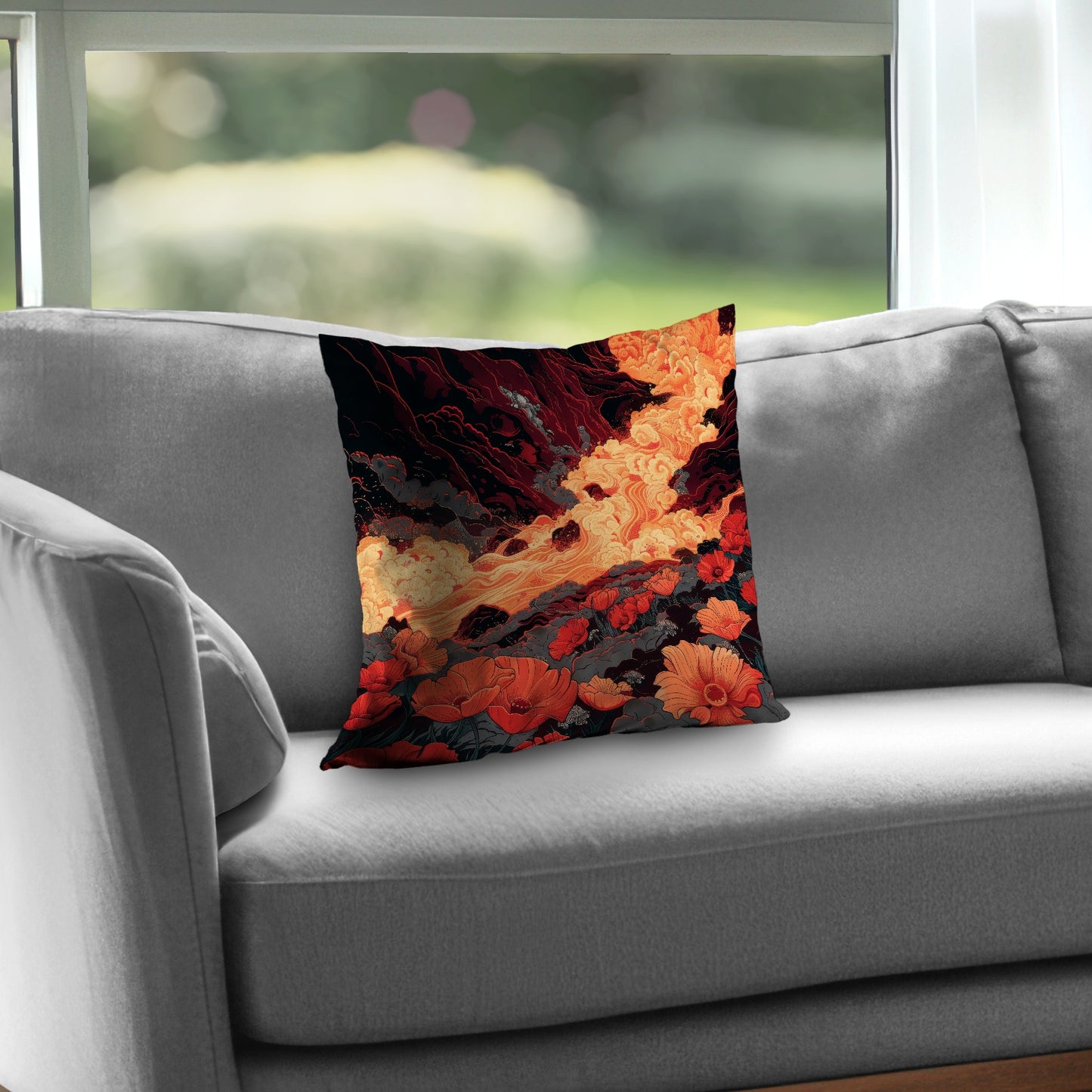 The big burn Orange poly twill throw pillow - home decor insert