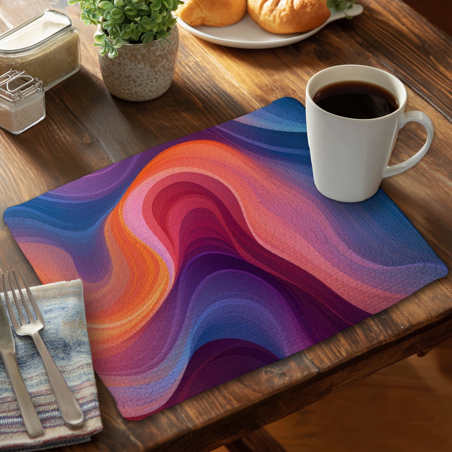 Purple Haze - Orange Braided Polyester Placemat for Home Decor