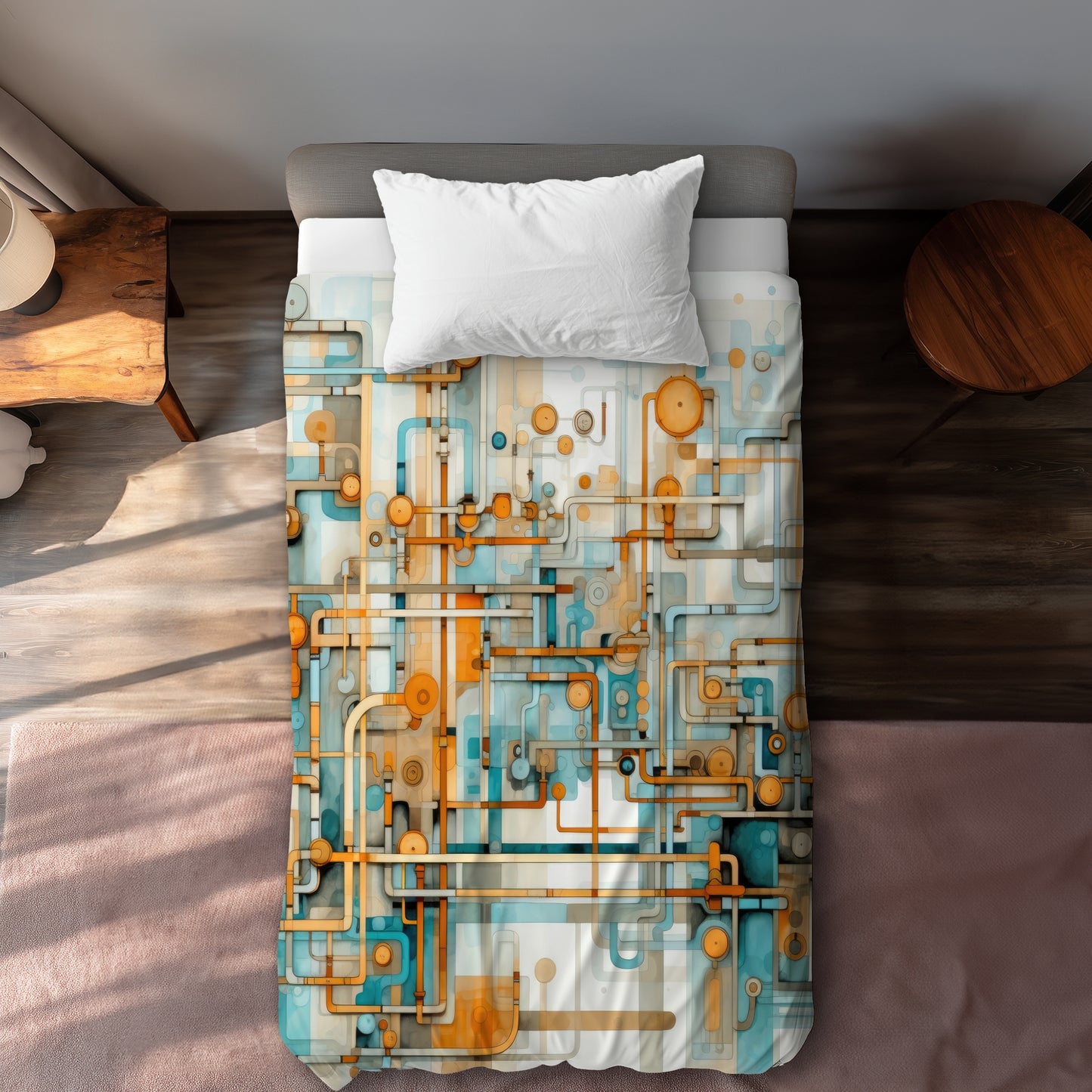 Like clockwork White Duvet Cover - Elegant Home Decor