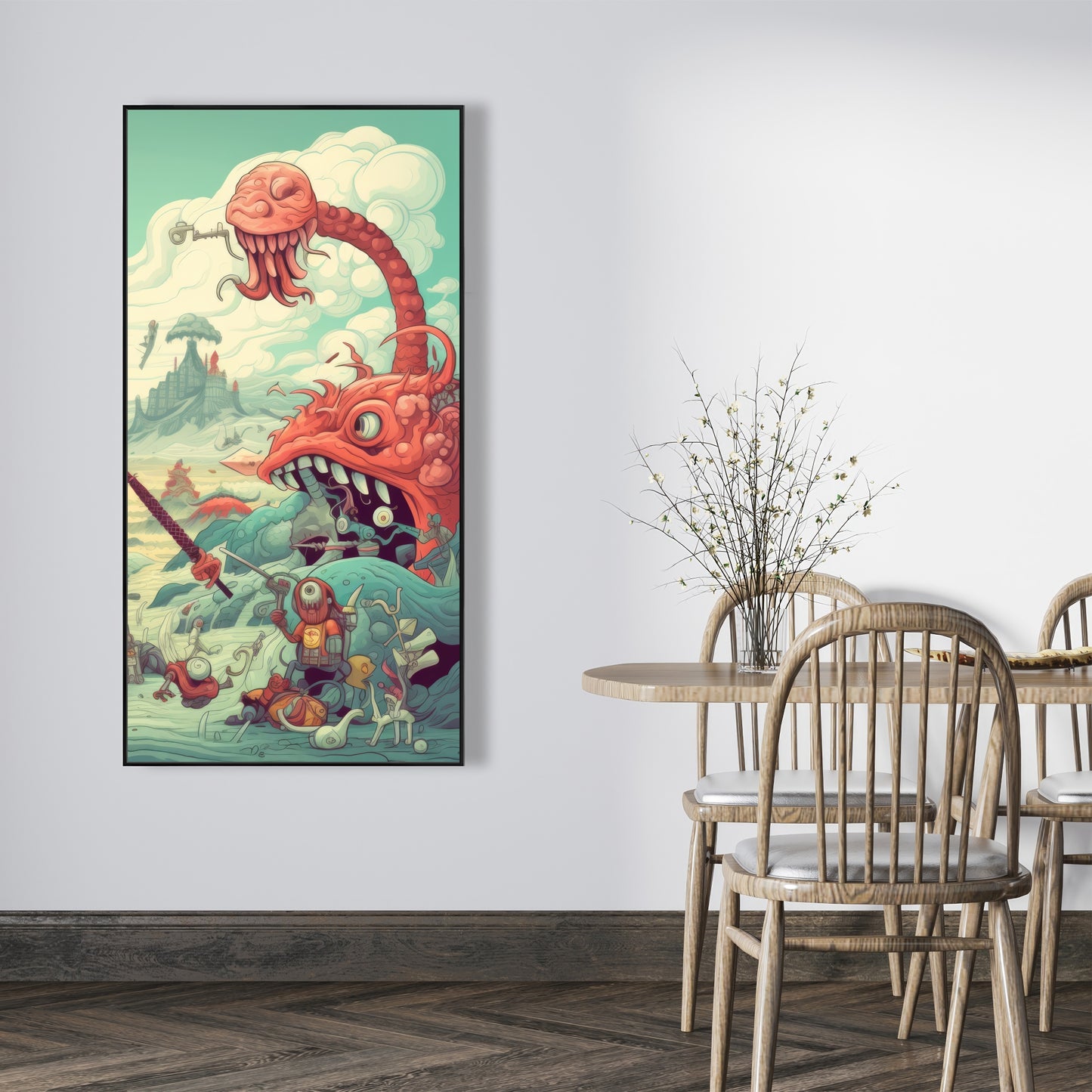 Day of Reckoning - Blue Framed Canvas for Home Decor