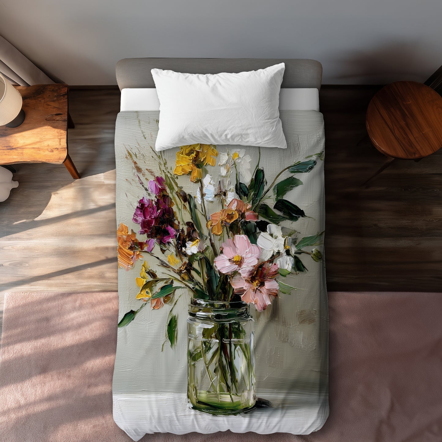 Still Life Green Duvet Cover - Elegant Home Decor Accent