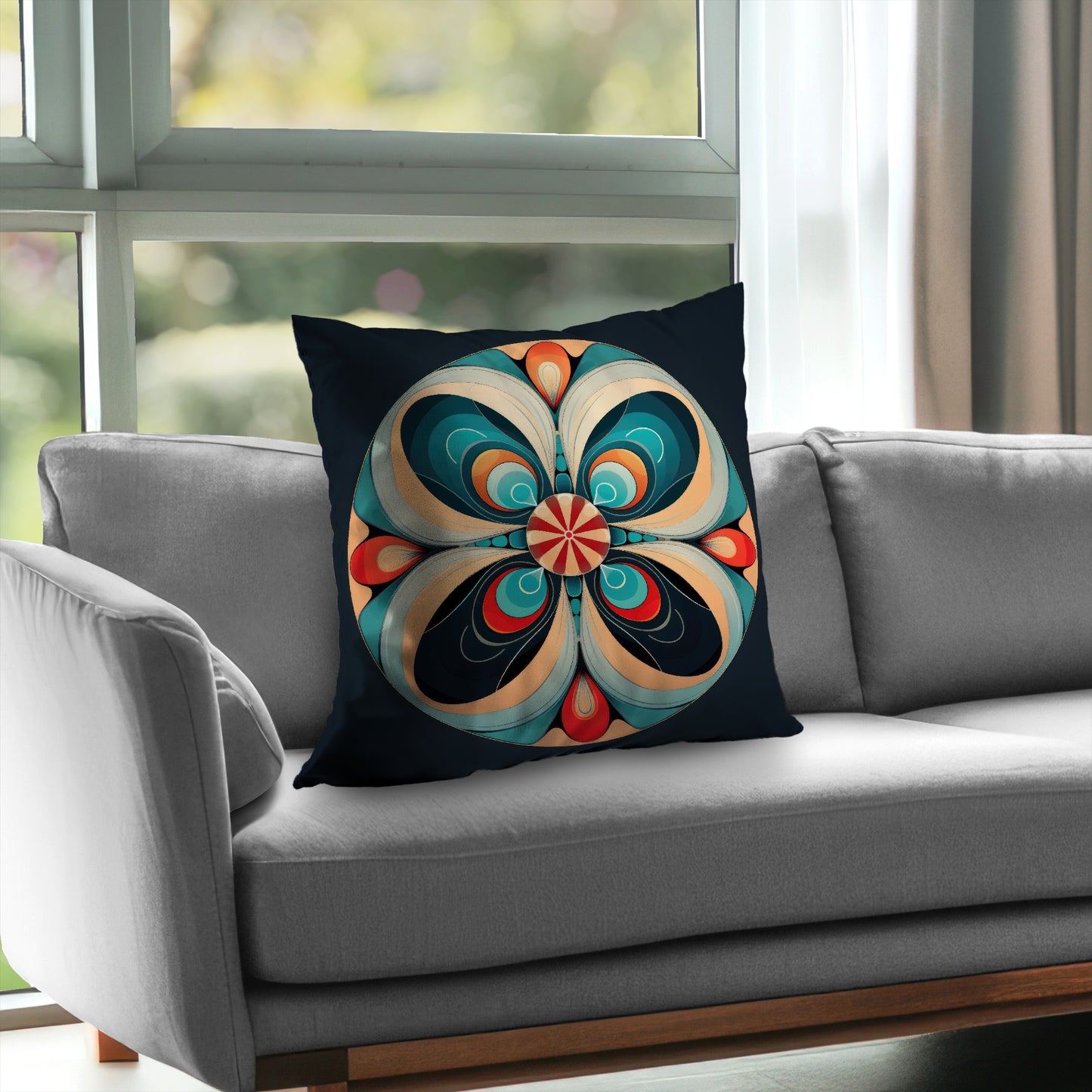 Concentric Turquoise Poly Twill Throw Pillow - Home Decor Insert