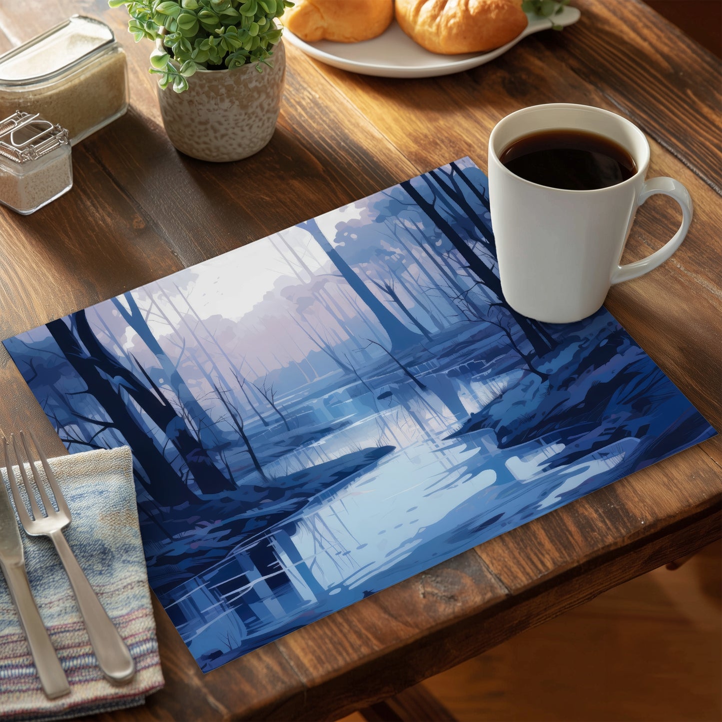 Cold and Muddy - White Polyester Placemat for Home Decor