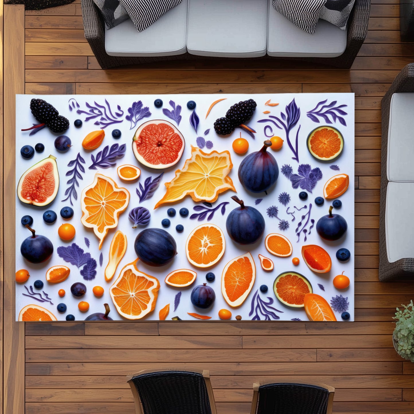 Fruity Skins Blue Outdoor Area Rug for Home Decor | Stylish Rugs