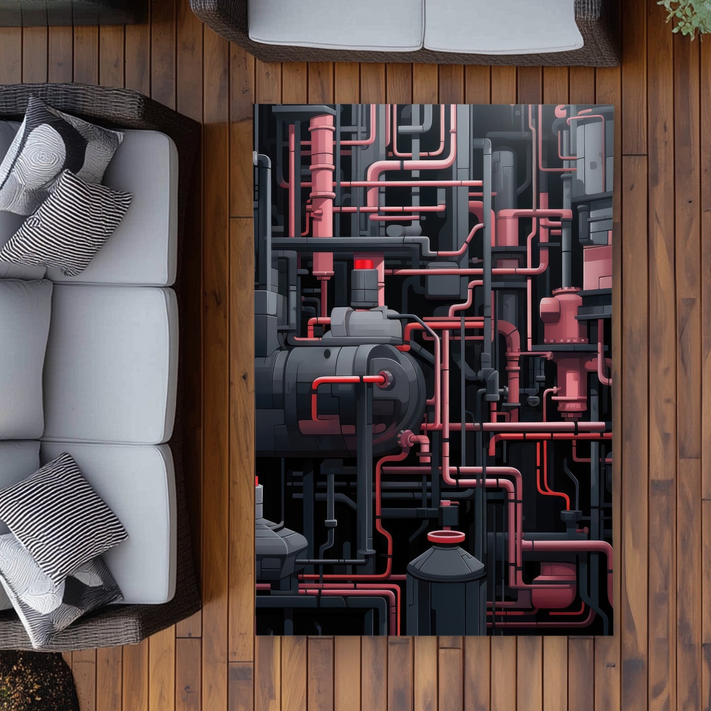 Dark Pipes Gray Outdoor Area Rug | Stylish Home Decor
