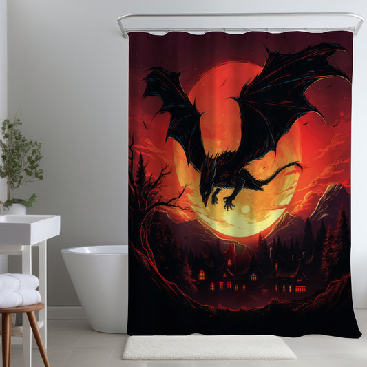 The dragon's wrath - Red shower curtain for home decor