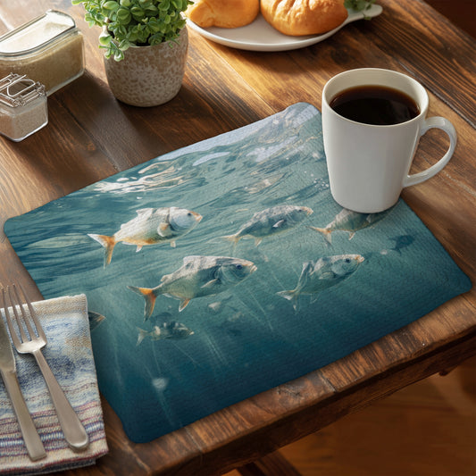 Swimming peacefully Blue Braided Polyester Placemat | Home Decor