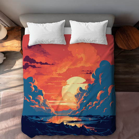 Housse de couette orange et bleu jaune | Essentiels de décoration intérieure