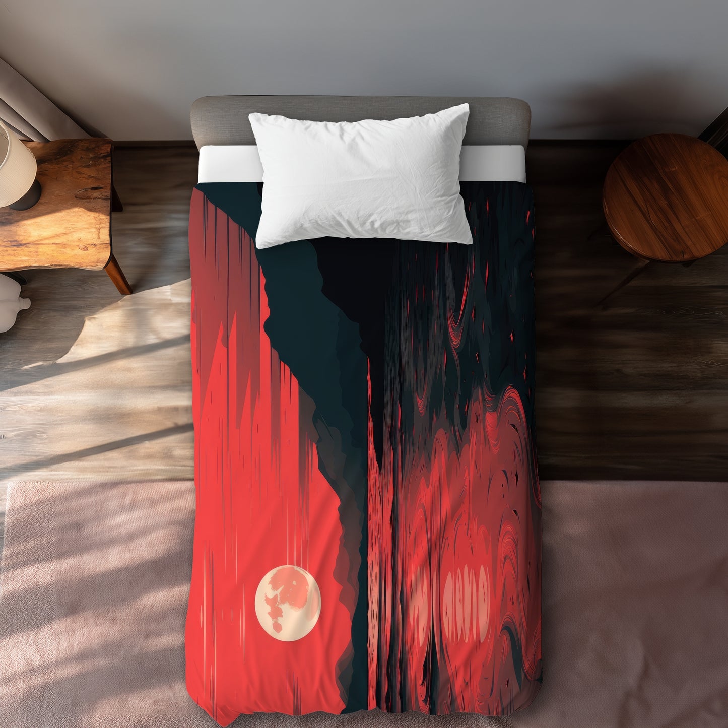 Bloody Tides Gray Duvet Cover | Stylish Home Decor Accent