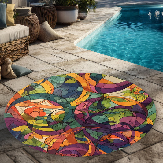 Tapis d'extérieur rond Converge – Accent de décoration élégant pour la maison