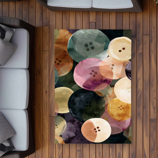 Tapis d'extérieur coloré avec motif « boutons dansants » pour la décoration intérieure