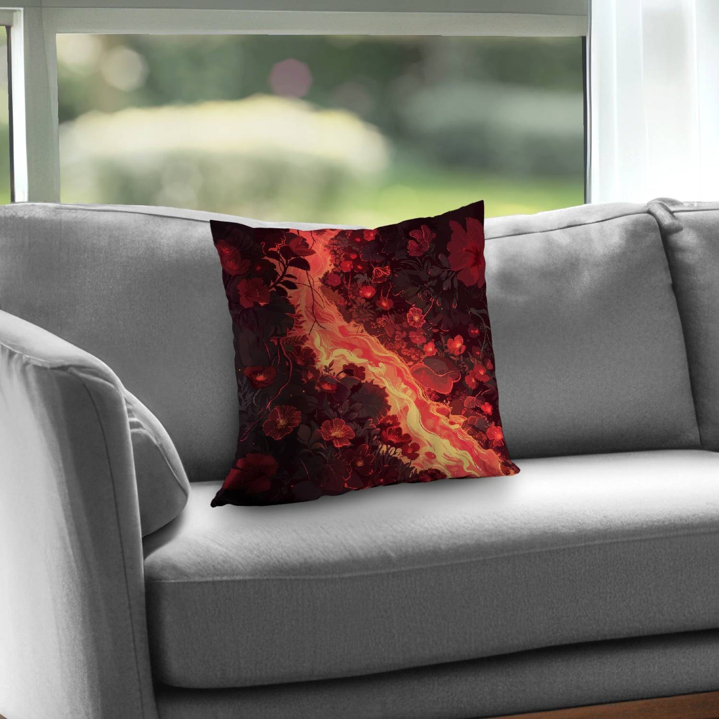 Seering Flowerbed Black Poly Twill Throw Pillow Insert | Home Decor