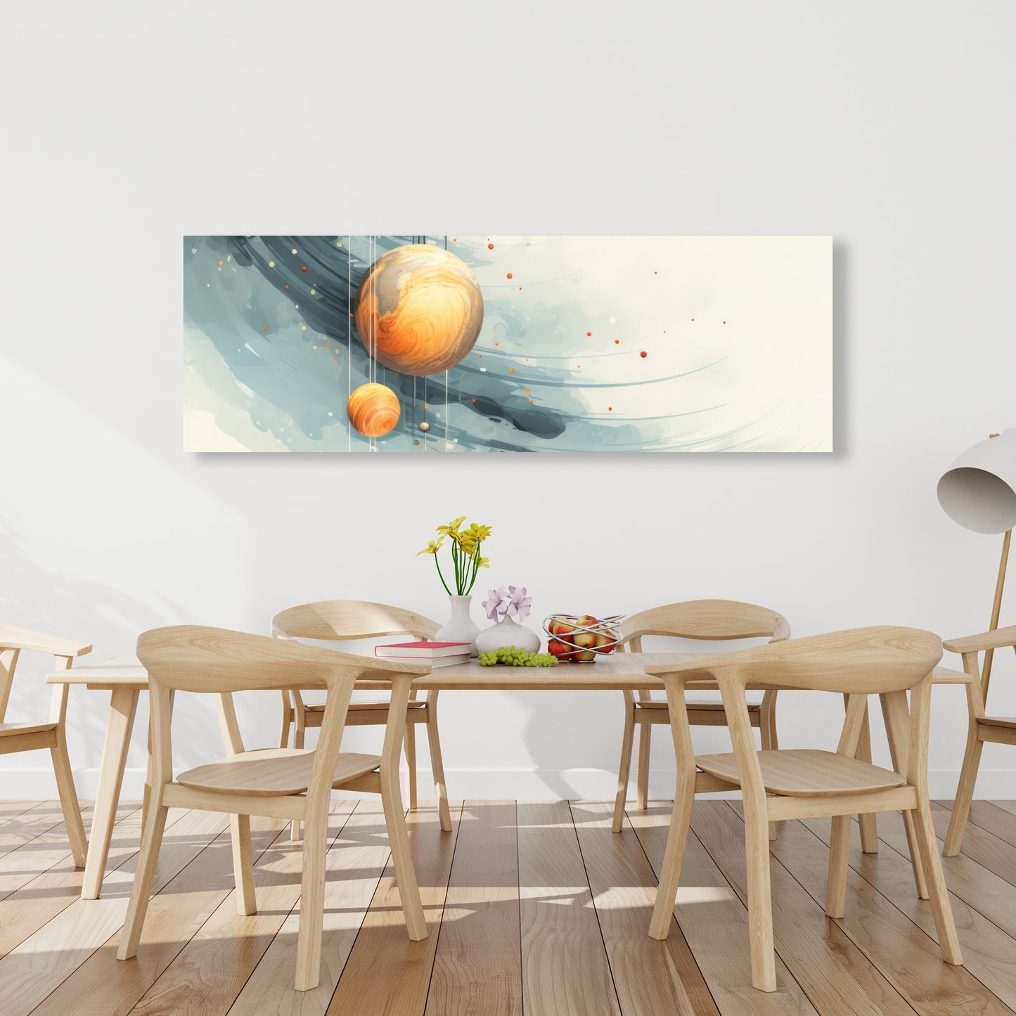 Hanging Planets - Blue Canvas Art for Home Decor | Unique Wall Art
