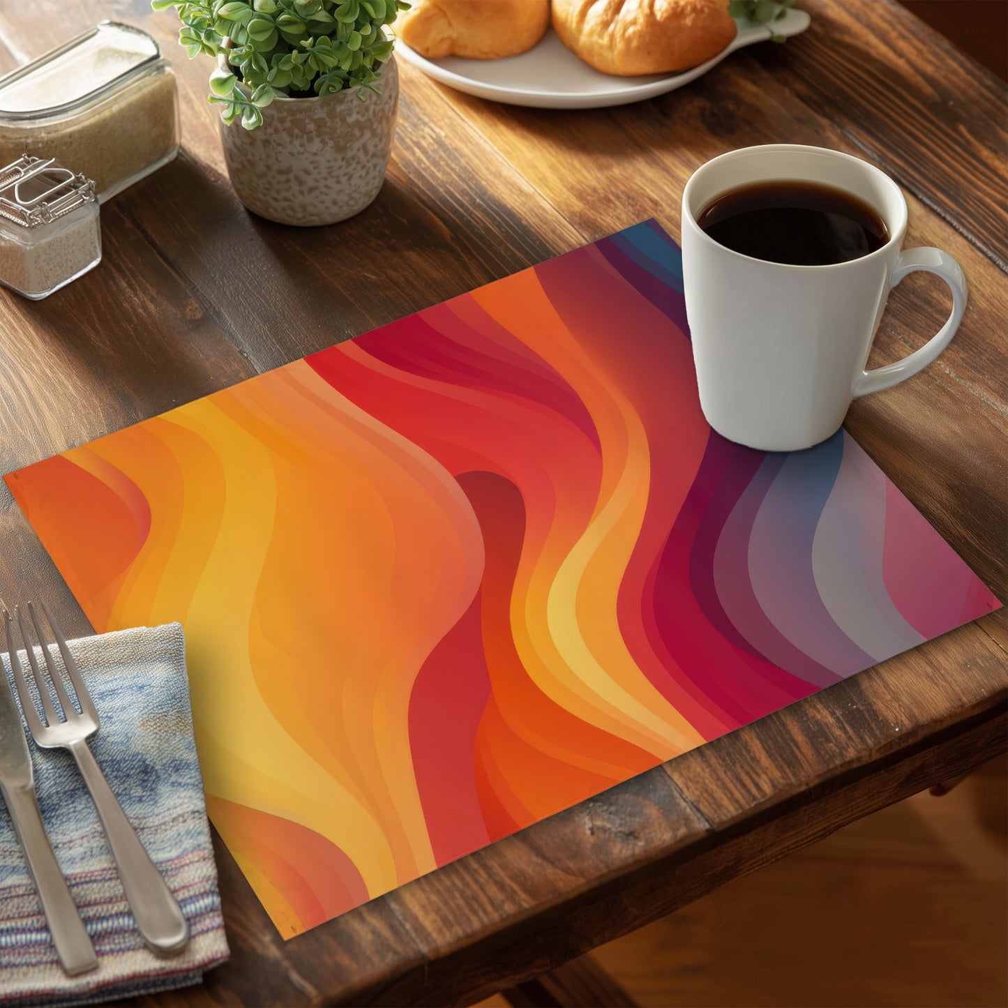Sunlit Fog Red Polyester Placemat | Stylish Home Decor