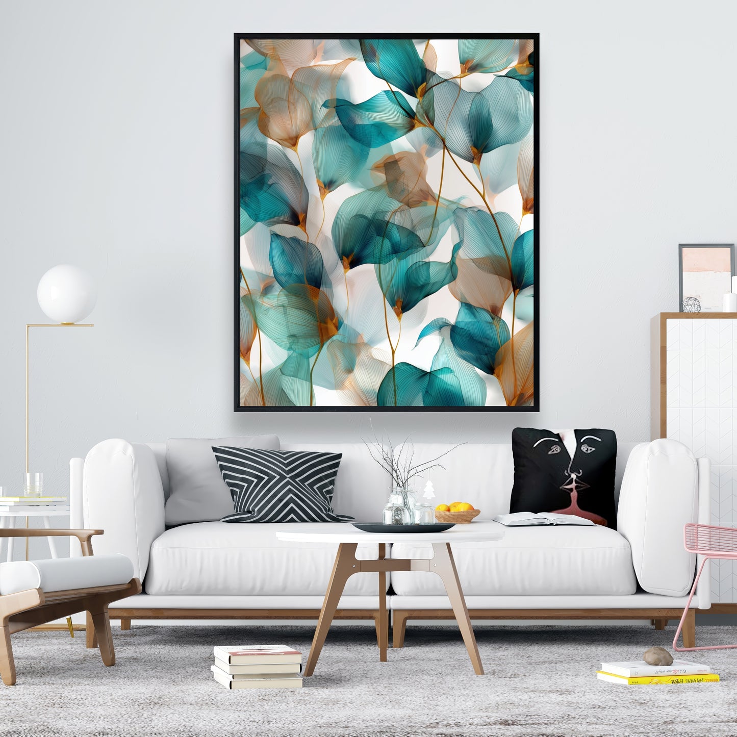 Teal and Brown Turquoise Framed Canvas for Home Decor