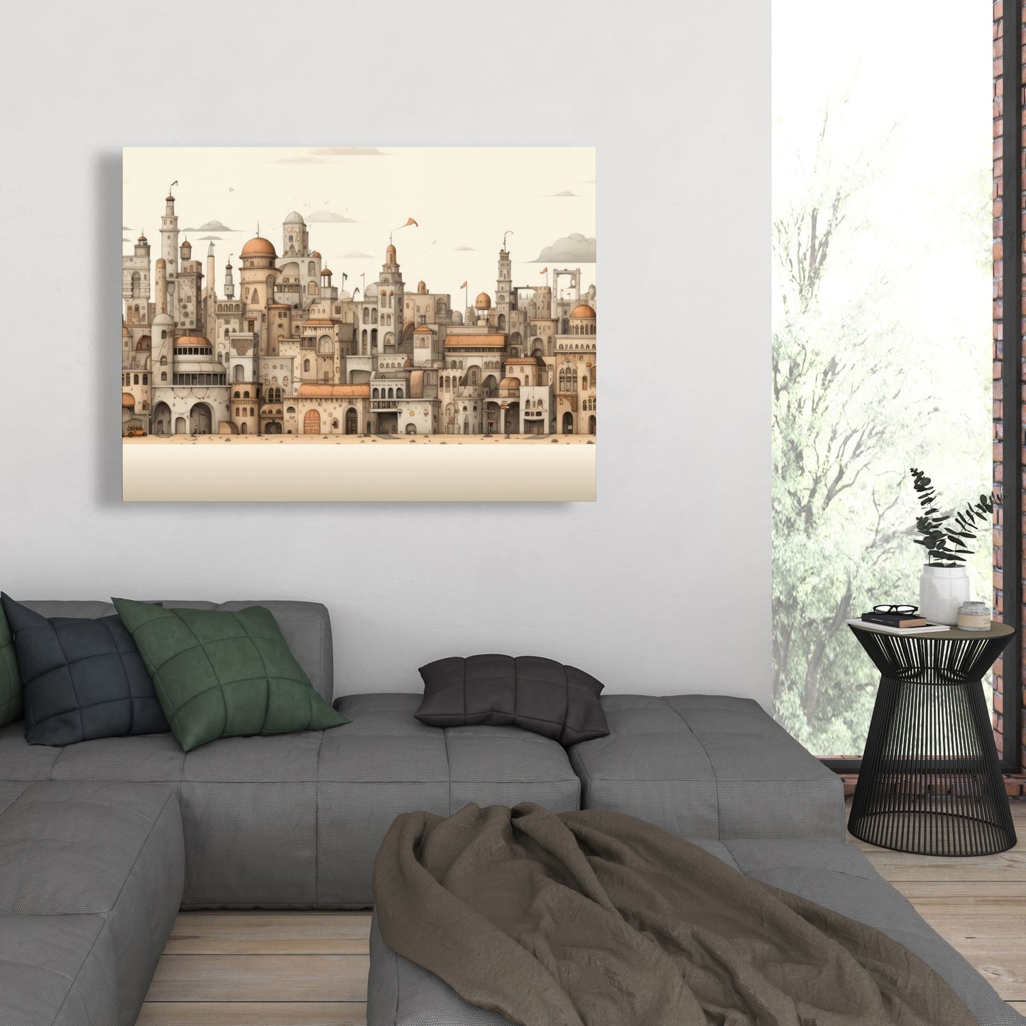 The Old Town - Brown Canvas Art for Home Decor | Stylish Wall Art
