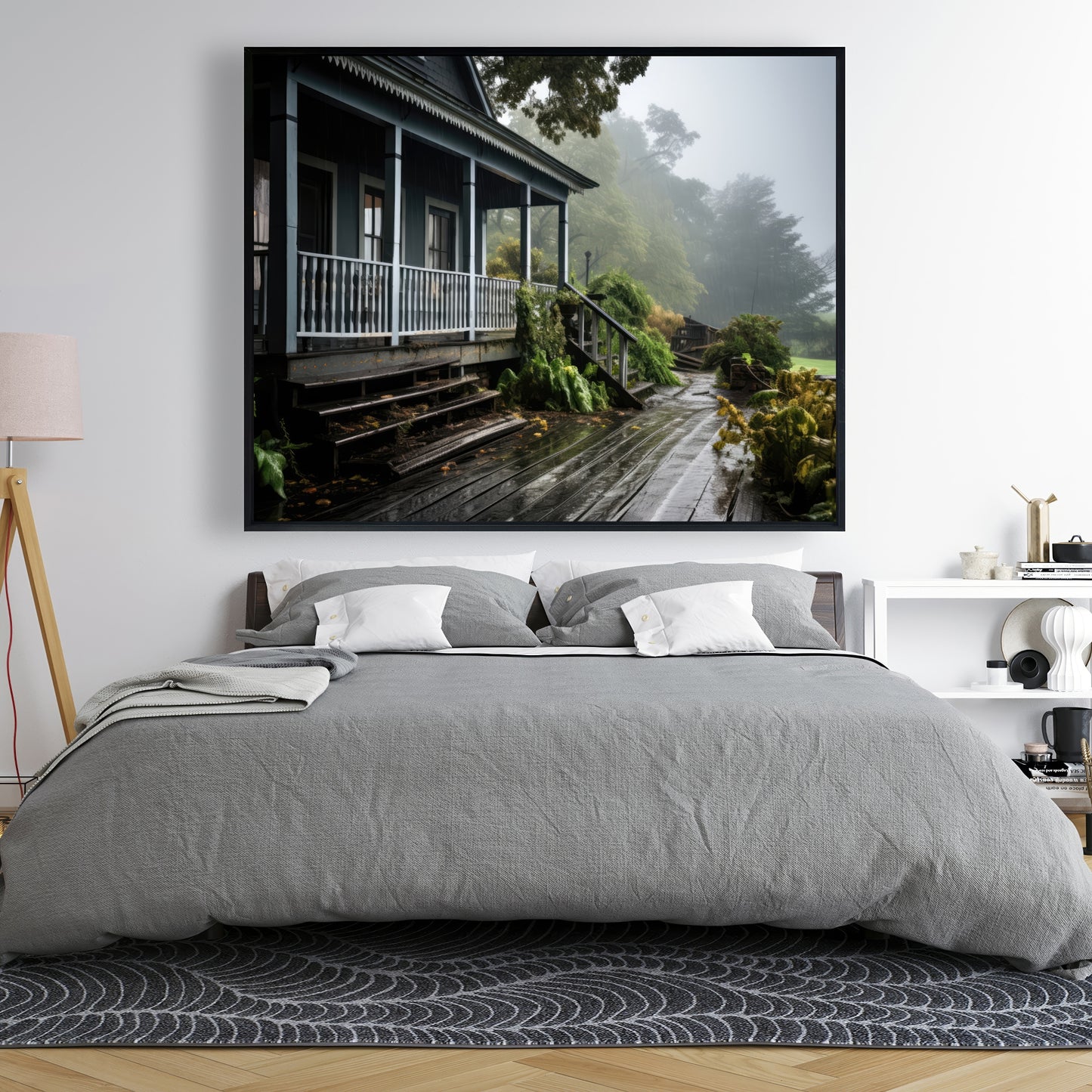 Rainy porch - 36"x36" Framed canvas
