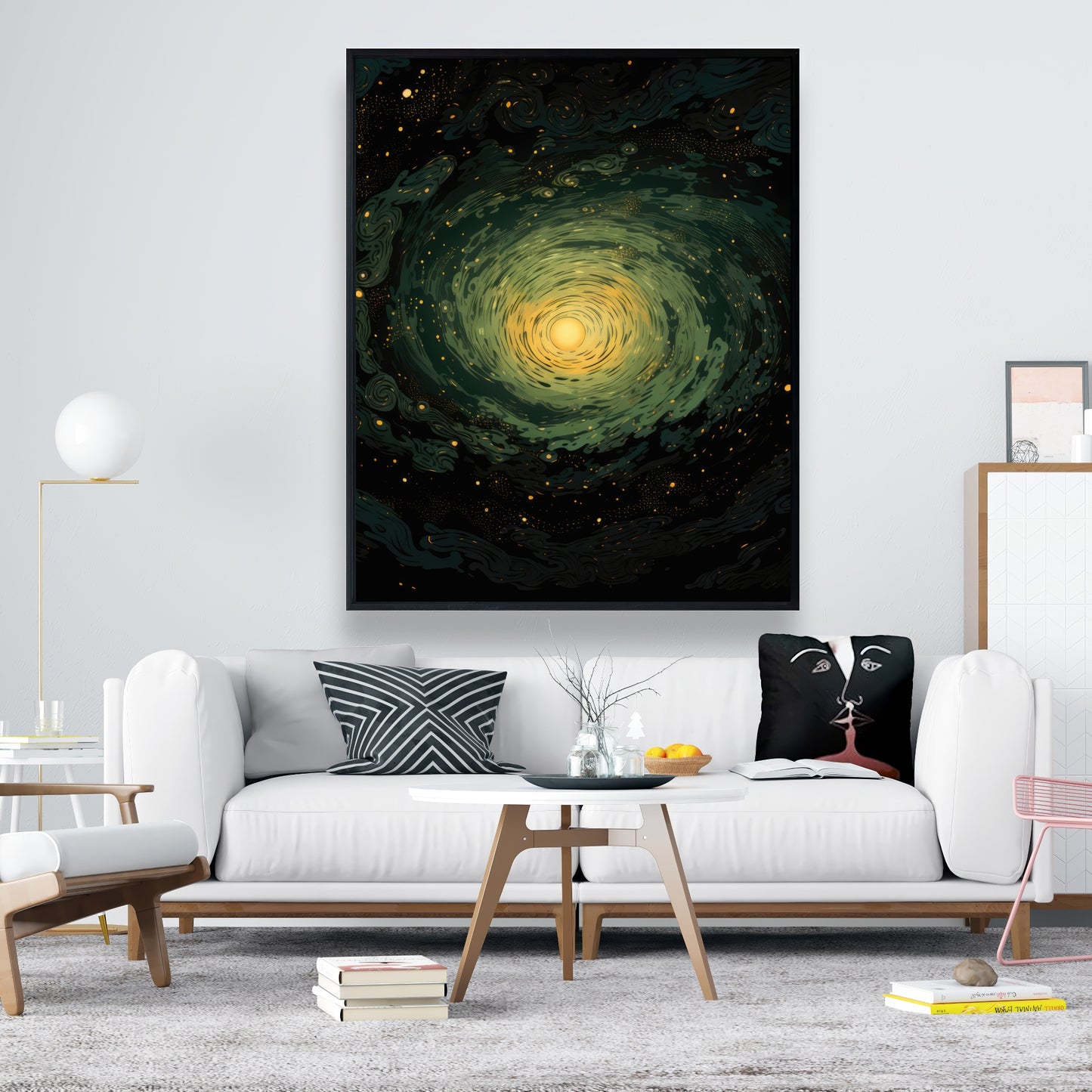 Swirling gases - Black framed canvas for home decor elegance