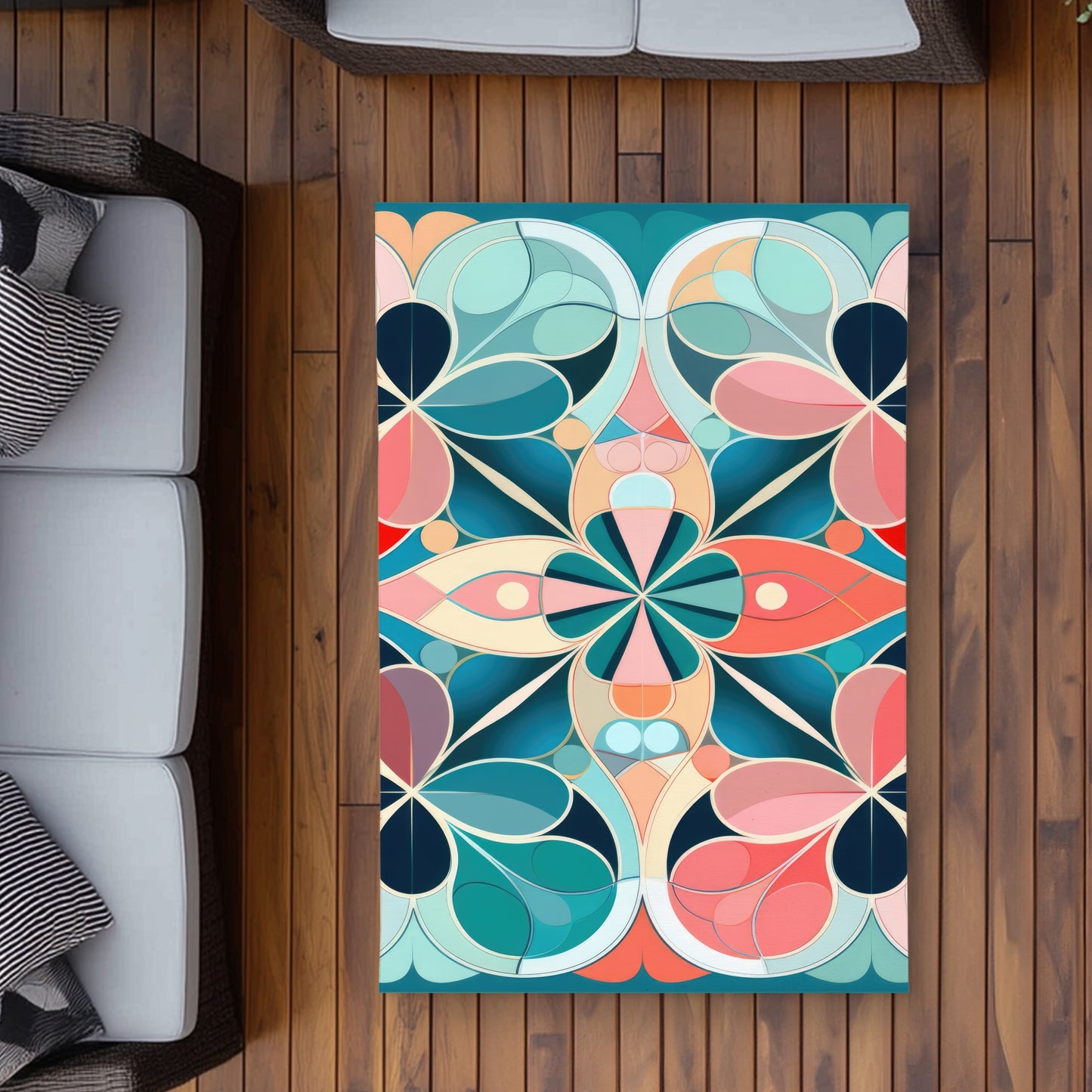 Mandala Pink Outdoor Area Rug | Home Decor Essential