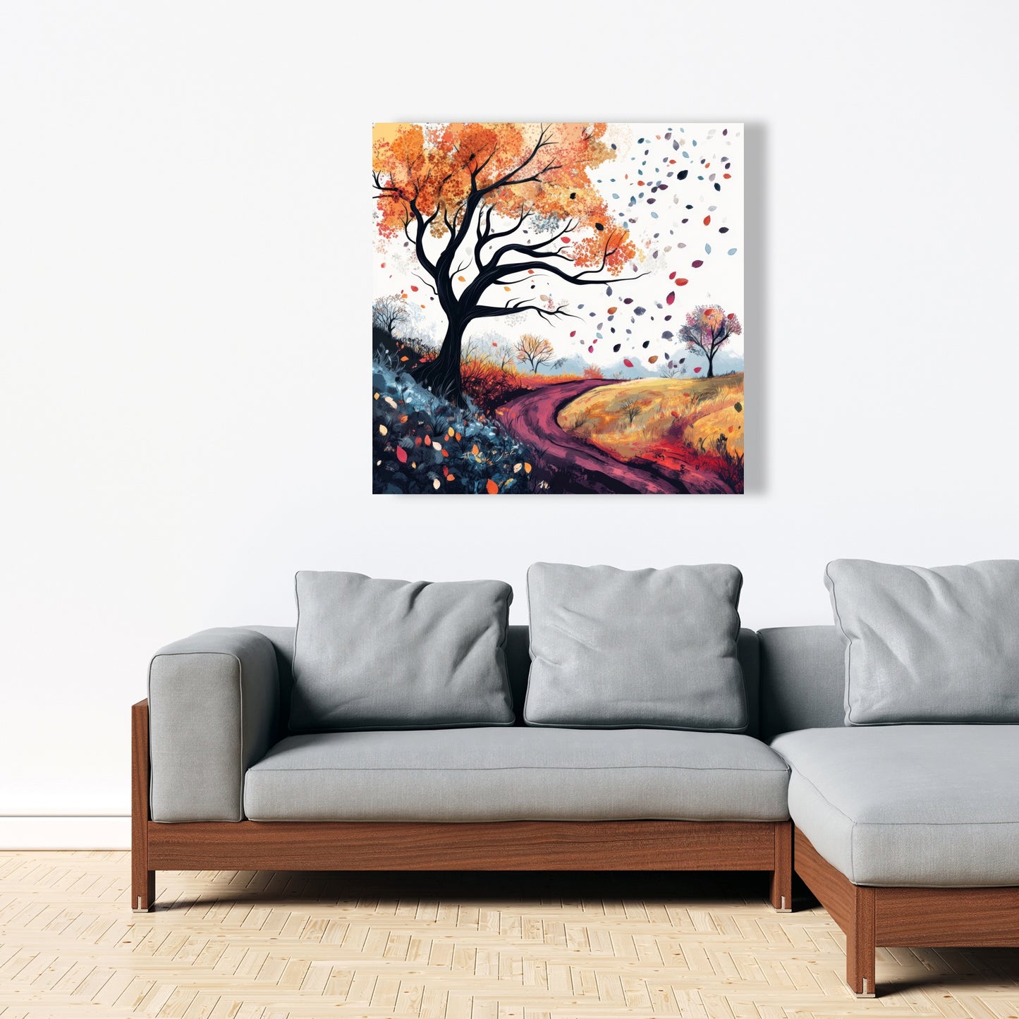 Blowing leaves - 32"x32" Canvas