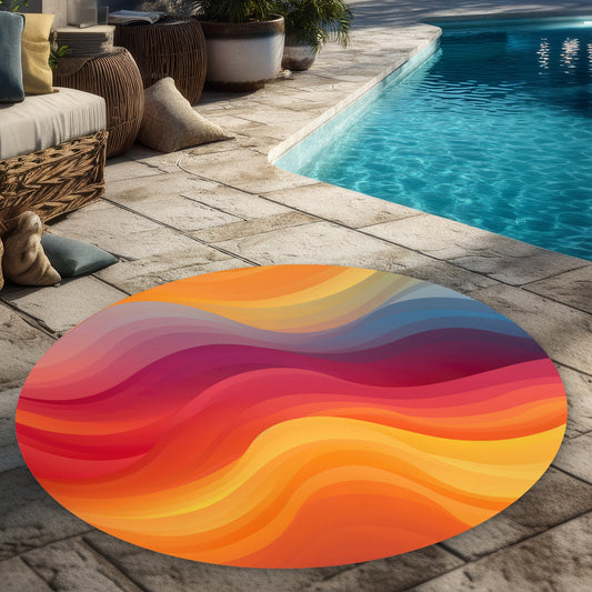 Cloudy Sky Blue Round Outdoor Area Rug for Home Decor