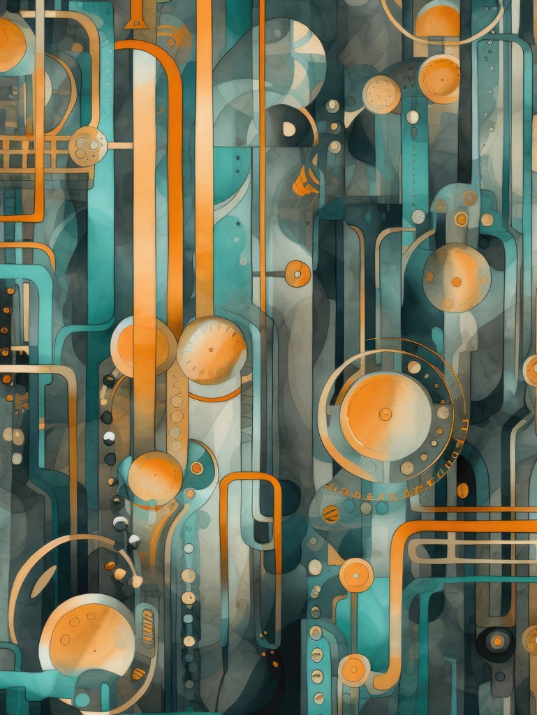 Astrological machinery - Framed Canvas - Print on demand