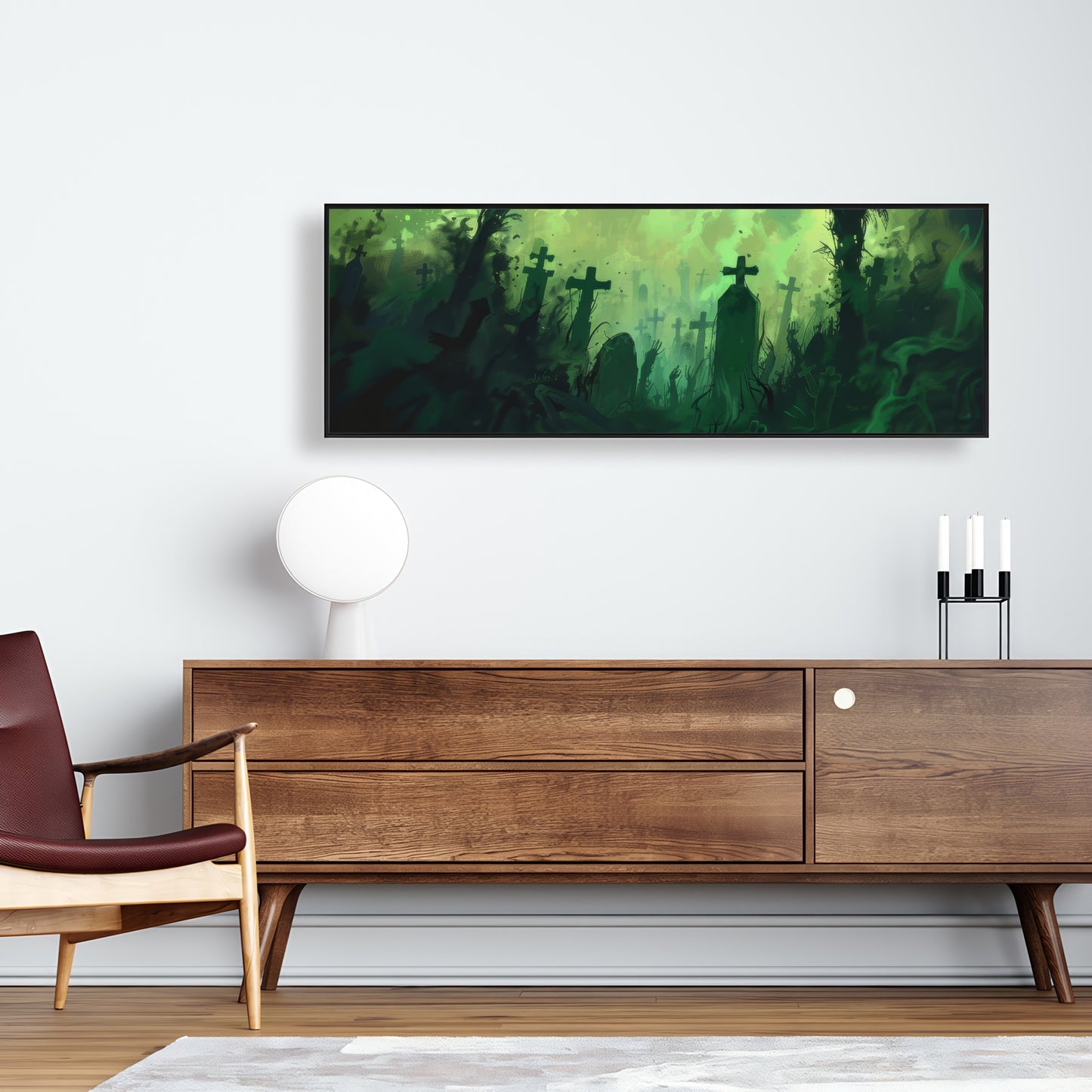 Reaching Hell - Turquoise Framed Canvas | Home Decor Art
