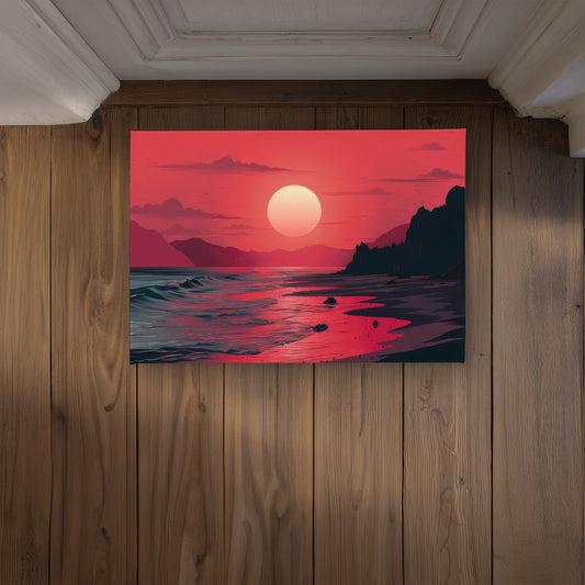 Red Sky Black Indoor Outdoor Door Mat - Stylish Home Decor