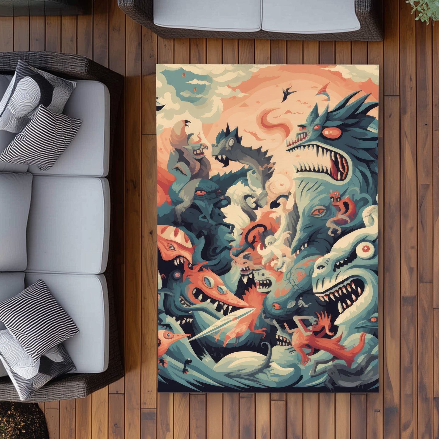 Before Time Orange Outdoor Area Rug - Stylish Home Decor