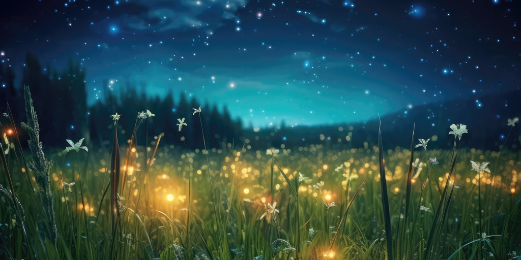 Fireflies at night - Desk Mat