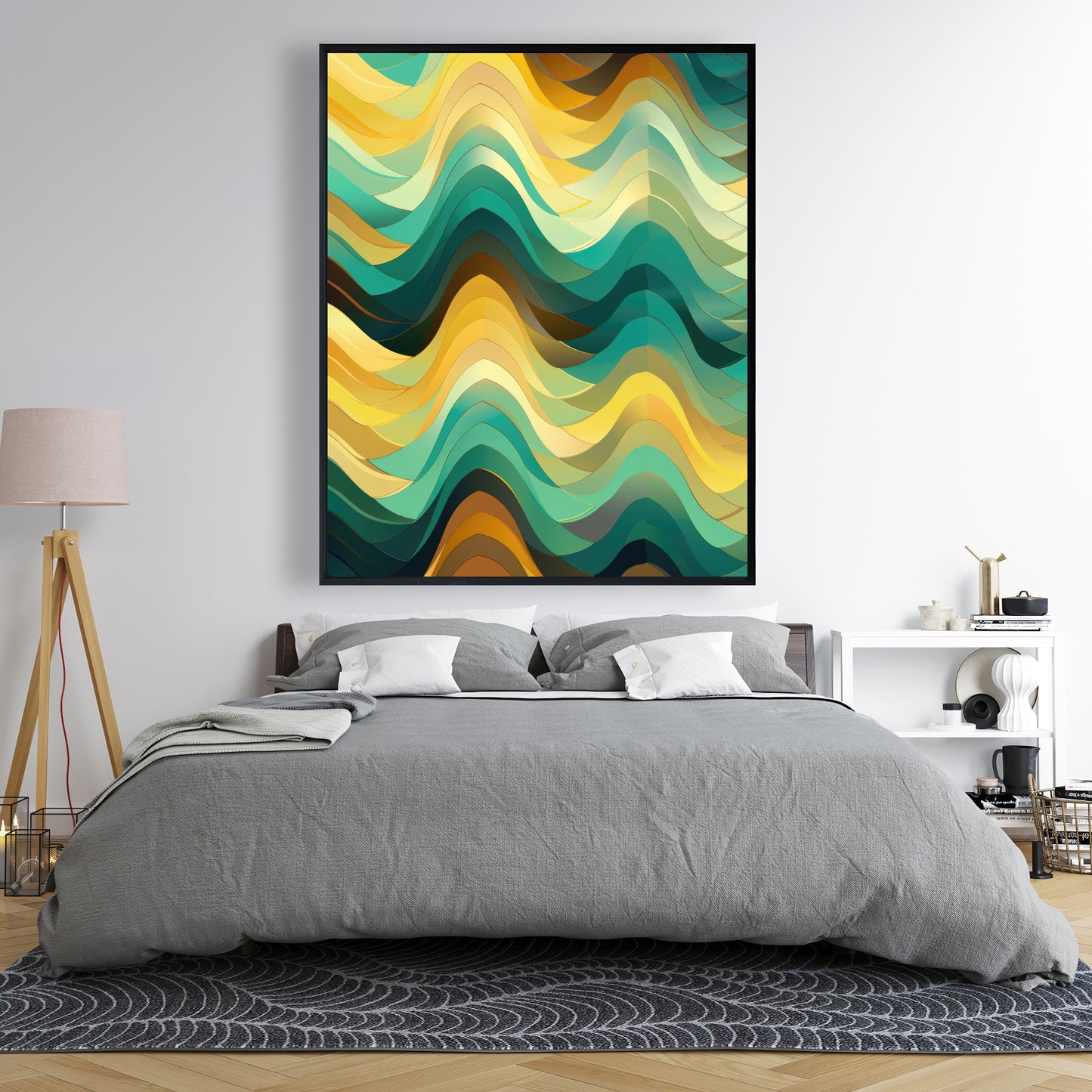 Jagged Luxury - Yellow Framed Canvas for Home Decor