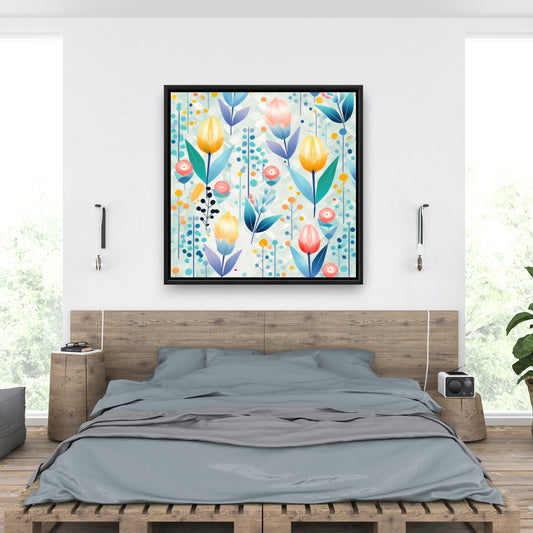 Calming scents - Turquoise Framed Canvas for Home Decor
