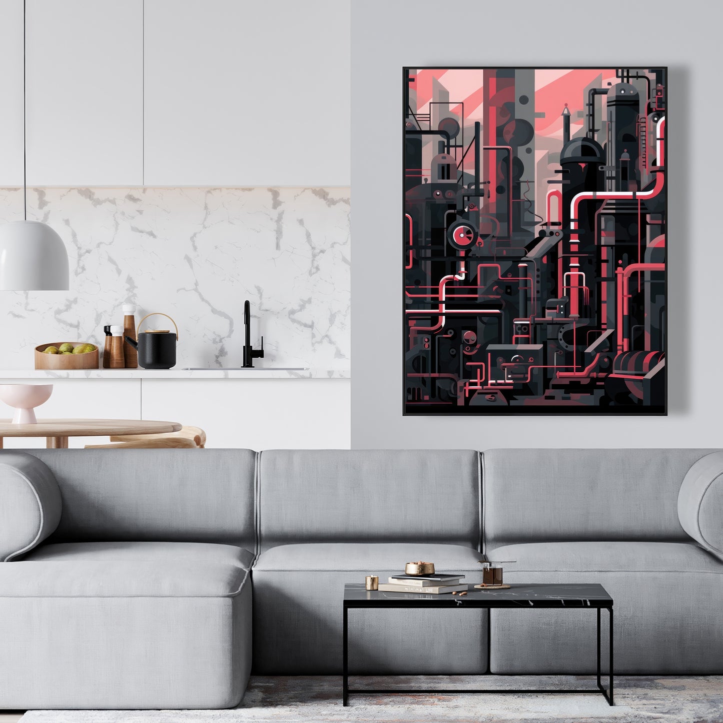 Industrial empire - 36"x36" Framed canvas
