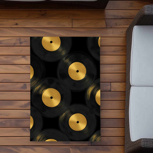 Tapis d'extérieur à cercles dorés | Décoration intérieure élégante