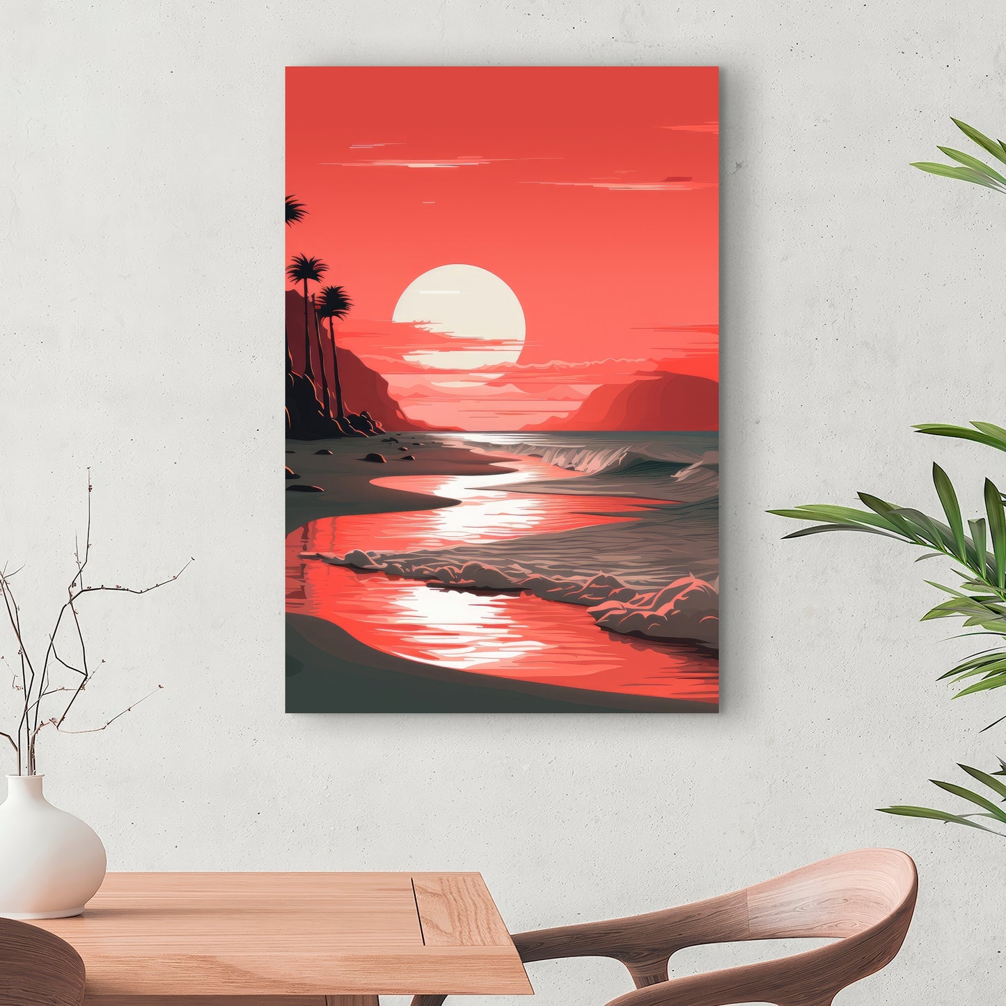 Blood Sun - Gray Canvas Art for Modern Home Decor